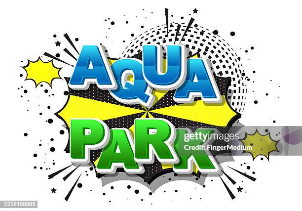 aqua park speech bubble banner - waterpark stock illustrations