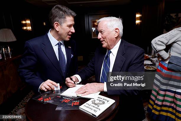 Ambassador Christian Turner and Walter Isaacson attend the Pre-Alfalfa breakfast and First Mover Award Presentation honoring Senators Dave McCormick...
