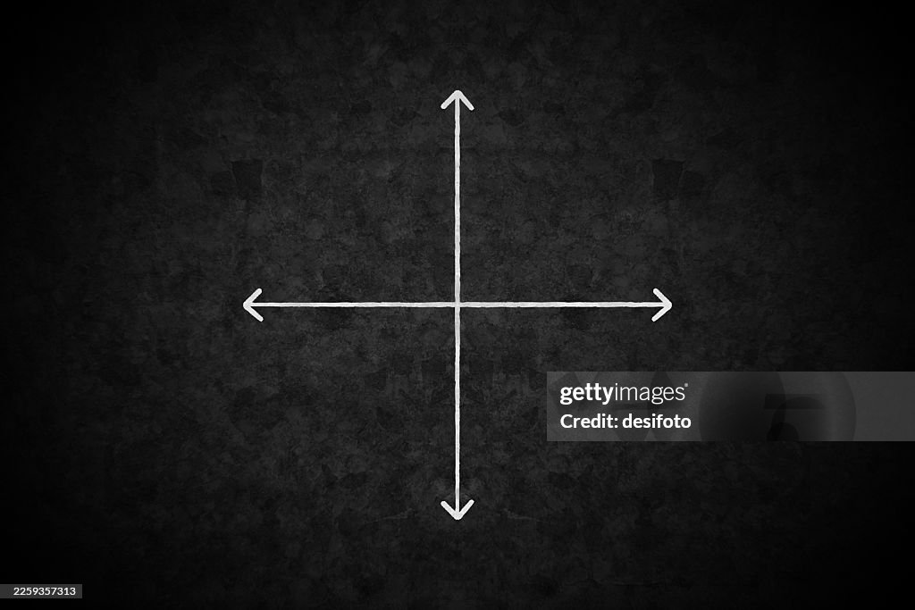 Coordinate axes 2D two dimensional cartesian plane drawn on blackboard vector chalkboard dark black background