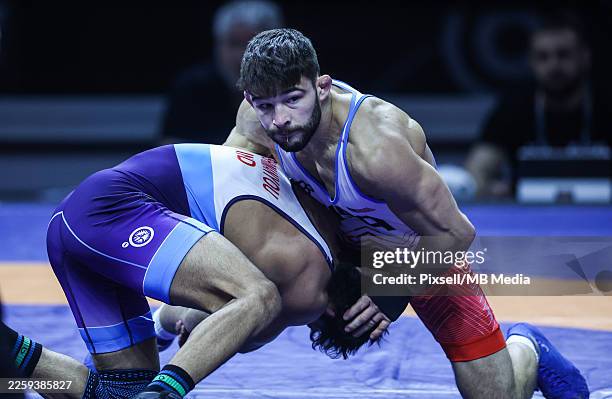 Abhimanyou Abhimanyou of India compete against Ian Maxwell Parker of USA during the The 2026 UWW Grand Prix Zagreb Open UWW Ranking Series Men's...