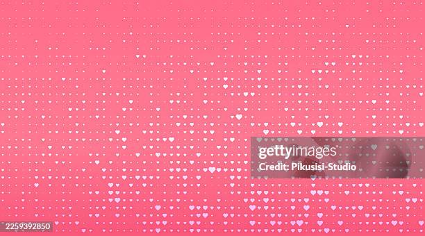 pink heart pattern background for valentine’s day, romantic pink background with repeating heart shapes - falling confetti stock illustrations