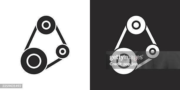 drive belt vector icon in flat style - pulley stock illustrations