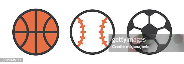 ball icon. sports balls minimal flat icon set. - american football ball stock illustrations