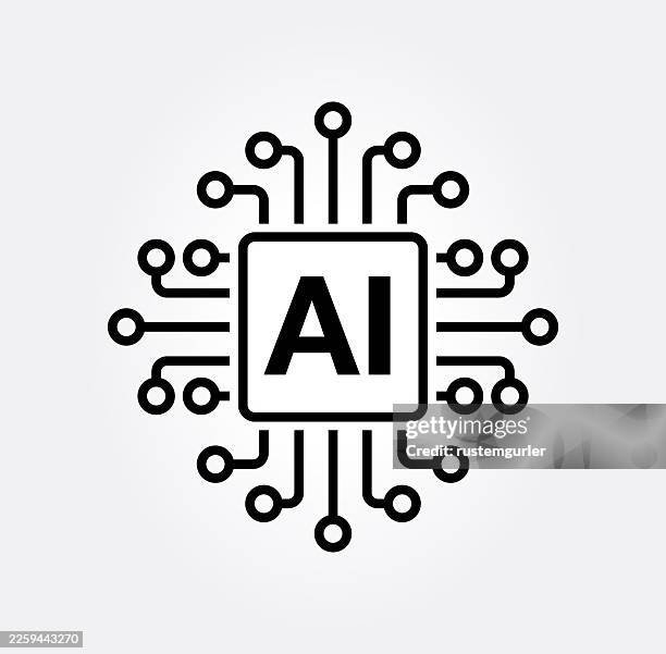 artificial intelligence icon or symbol. on gray background - cloud tech logo stock illustrations