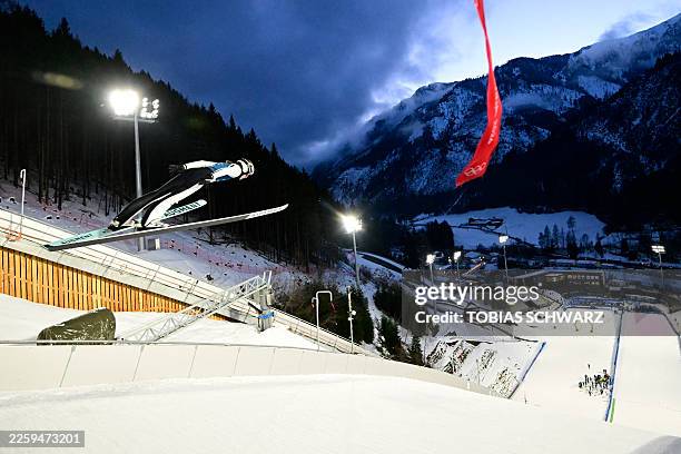 Norway's Eirin Maria Kvandal jumps during the women's ski jumping normal hill training of the Milano Cortina 2026 Winter Olympic Games at Predazzo...
