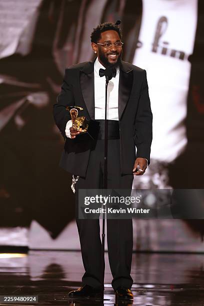 Kendrick Lamar accepts the Best Rap Album award for “GNX” onstage during the 68th GRAMMY Awards at Crypto.com Arena on February 01, 2026 in Los...