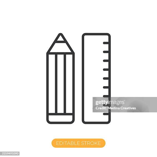 pencil and ruler icon. editable stroke thin line icon - learning computer skills stock illustrations