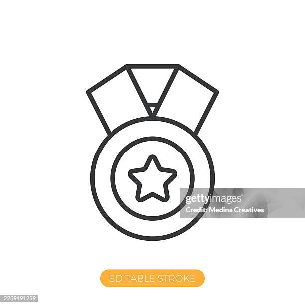 award icon. editable stroke thin line icon - learning computer skills stock illustrations