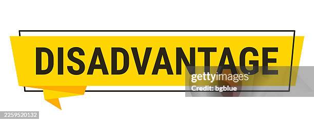 disadvantage - yellow speech bubble on white background - interrupt conversation stock illustrations