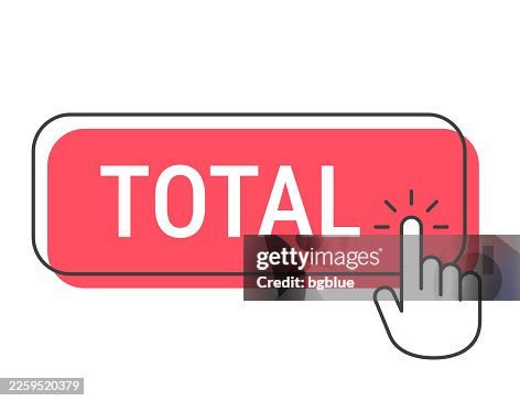 Total - Click button with hand cursor on white background Total - Click button with hand cursor on white background