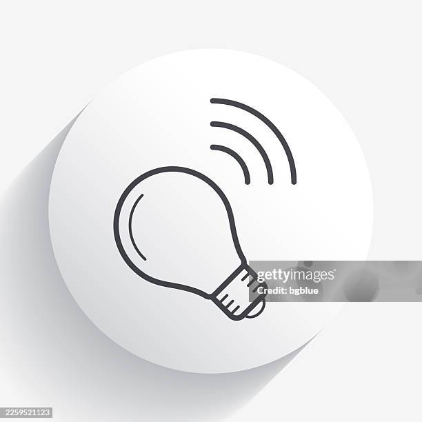 smart light bulb. icon on circle button with long shadow - led light home stock illustrations