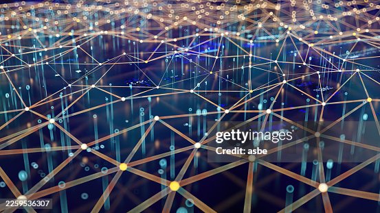 Abstract Neural Network Connection with Glowing Points and Data Lines Abstract Neural Network Connection with Glowing Points and Data Lines
