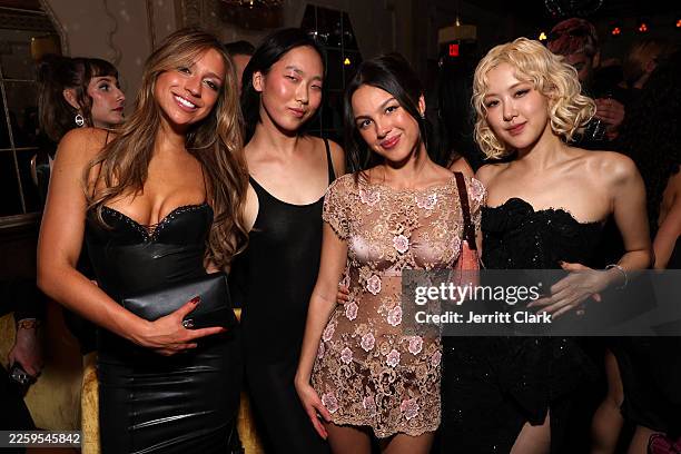 Tate McRae, Madison Hu, Olivia Rodrigo and Rosé attend the W Magazine, Charli XCX, and Saint Laurent Grammy after party at Bar Marmont on February...