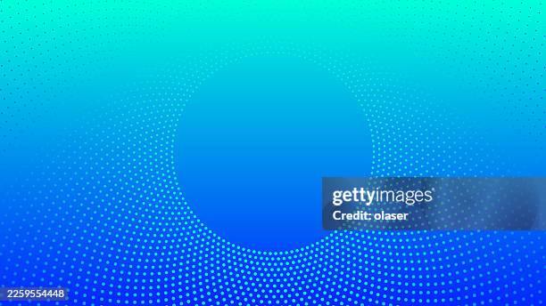a blue gradient background with a large circle in the center and a pattern of small dots radiating outward in wave-like formations. - the wave stock illustrations