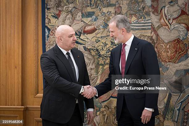 King Felipe VI receives the President of the Lebanese Republic, Joseph Aoun , at La Zarzuela Palace, 2 February 2026, in Madrid, Spain. The Lebanese...