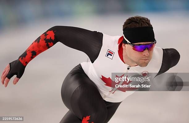 Daniel Hall of Team Canada trains on day minus four of the Milano Cortina 2026 Winter Olympic games at Milano Speed Skating Stadium on February 02,...