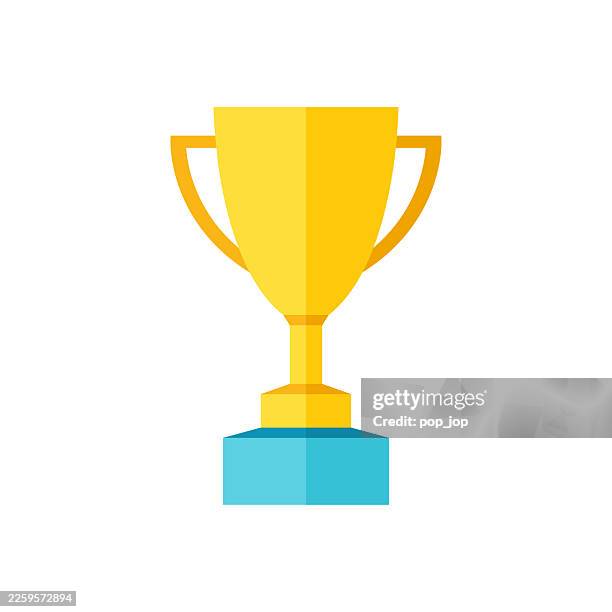 trophy cup vector icon in flat style - trophy stock illustrations