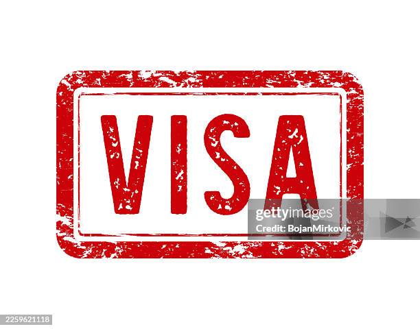 visa red rubber stamp vector - old postcard frame stock illustrations