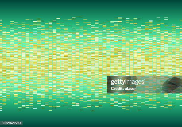 ilustraciones, imágenes clip art, dibujos animados e iconos de stock de un patrón vibrante con cuadrados y rectángulos superpuestos en tonos amarillos, turquesa y verdes, creando un efecto visual dinámico. - código del genoma humano