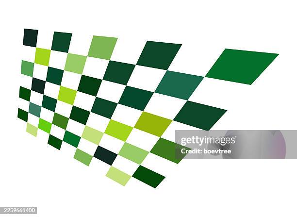 perspective green chess board checked element design on white background - 3d chess stock illustrations