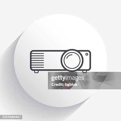 Projector. Icon on circle button with long shadow Projector. Icon on circle button with long shadow