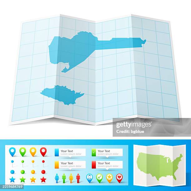 iberia parish, louisiana map with location pins on white background - new iberia stock illustrations