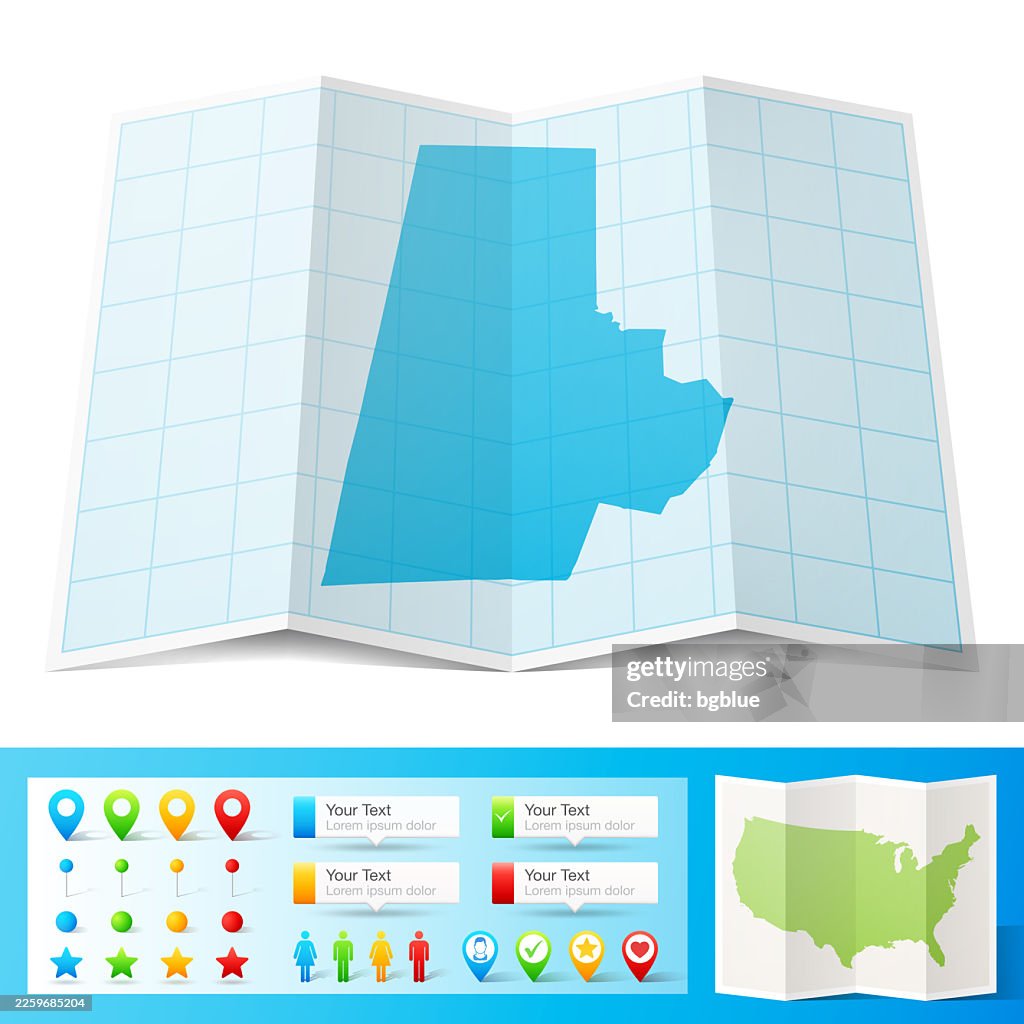 Durham County, North Carolina Map with location pins on white Background