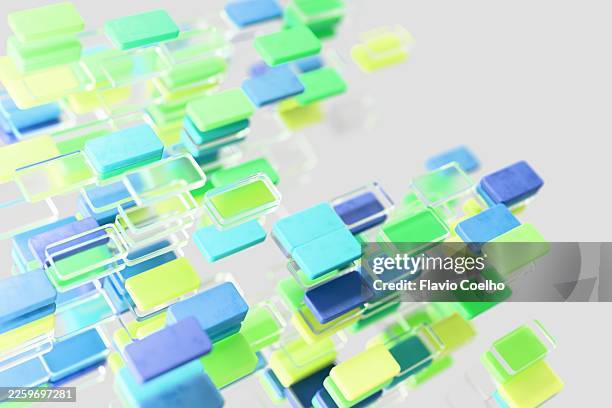 layered rectangular elements flowing through a structured spatial field - modular system stock pictures, royalty-free photos & images