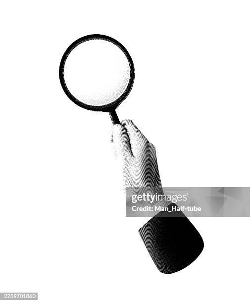 magnifying glass in a hand - digital forensics stock illustrations
