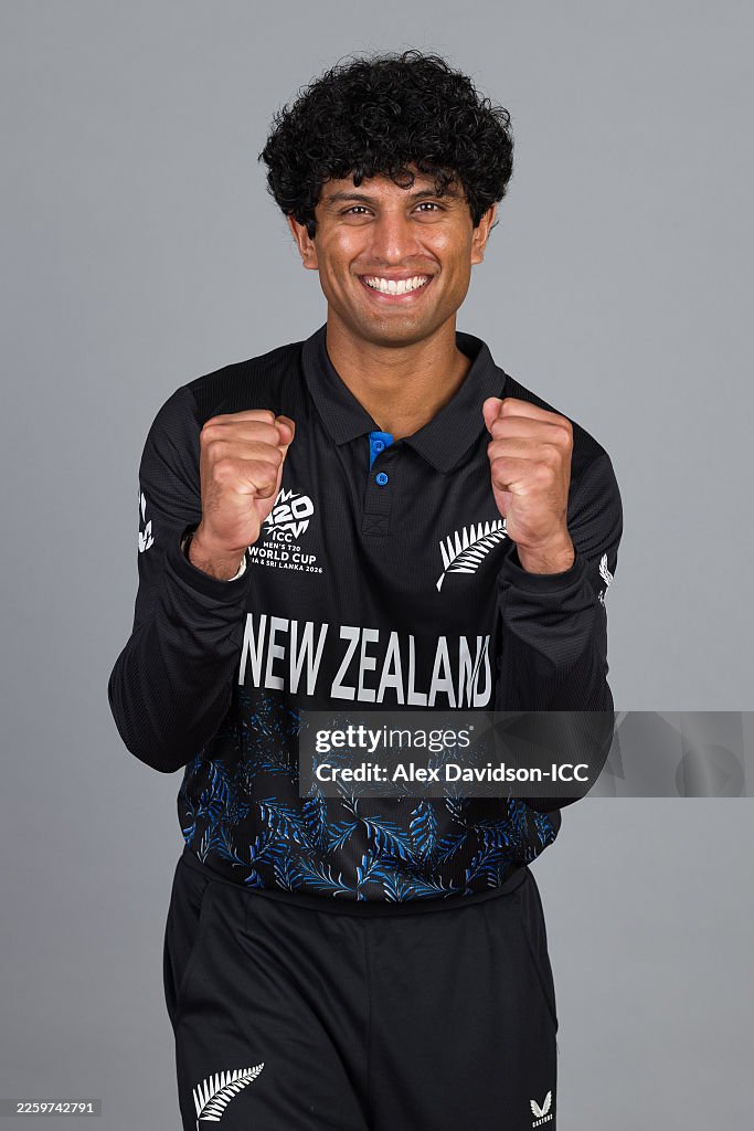 Rachin R Rachin Ravindra of New Zealand poses for a portrait prior to the ICC ...