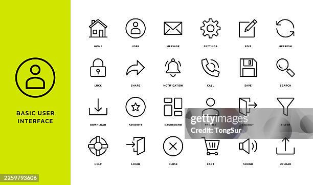 basic user interface line icons - mute button stock illustrations