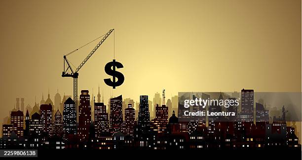 moving money (all buildings are grouped, complete and moveable) - wealth stock illustrations