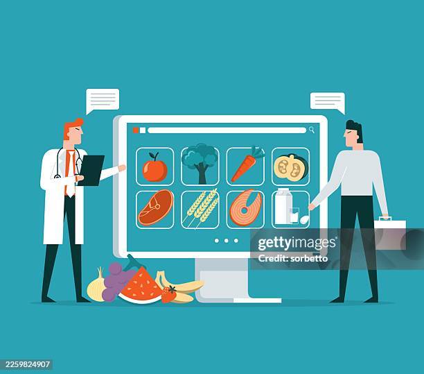 diet plan online - corporate wellness program stock illustrations