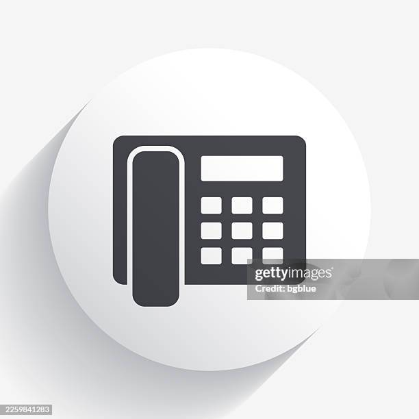 telephone. icon on circle button with long shadow - phone cable stock illustrations