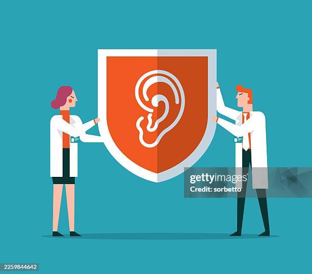 human ear protection - earlobe stock illustrations