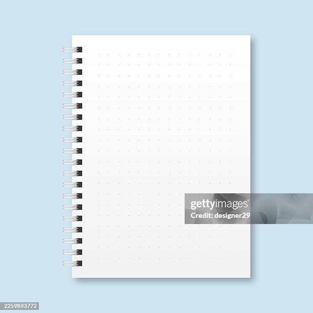 realistic notepad dotted page vector design - blank paperback stock illustrations