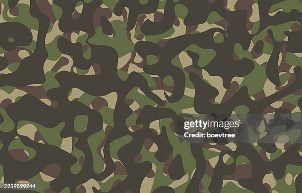 abstract green brown curve camouflage pattern military texture background - blindness stock illustrations