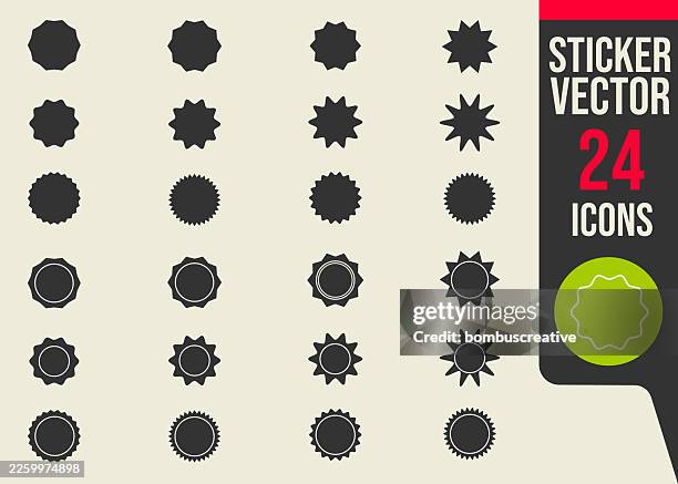 sun shape sticker icon set vector design - corner border stock illustrations