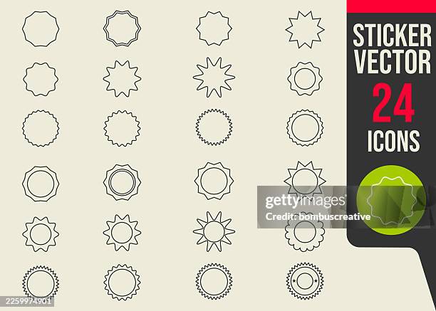 sun shape sticker icon set vector design - corner border stock illustrations