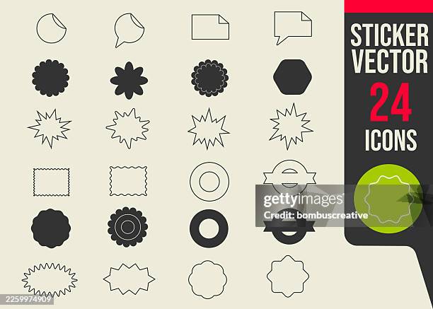 sun shape sticker icon set vector design - corner border stock illustrations