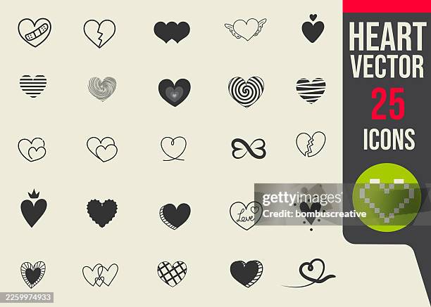 heart shape icon set vector design - multi device mockup stock illustrations