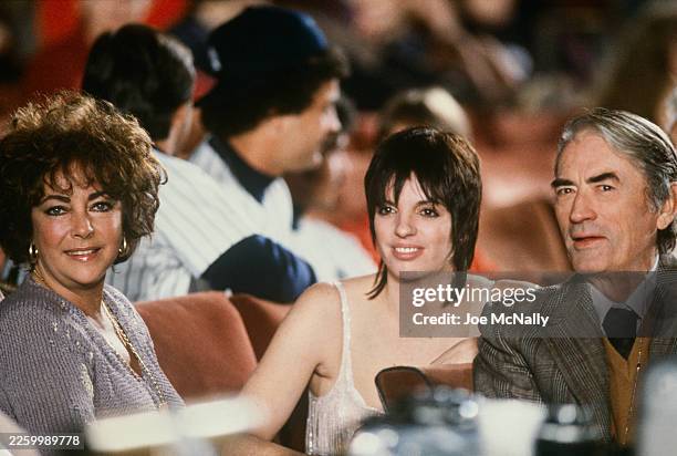 Elizabeth Taylor, Liza Minnelli, and Gregory Peck at the "Night of 100 Stars", held at Radio City Music Hall in NYC, NY, on February 19 to benefit...