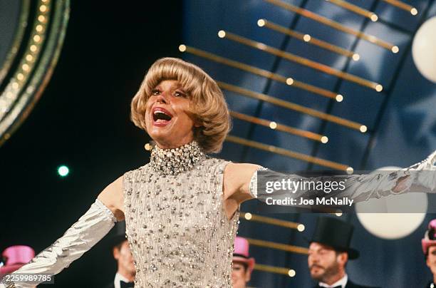 Carol Channing performs on stage at the "Night of 100 Stars", held at Radio City Music Hall in NYC, NY, on February 19 to benefit The Actors Fund of...