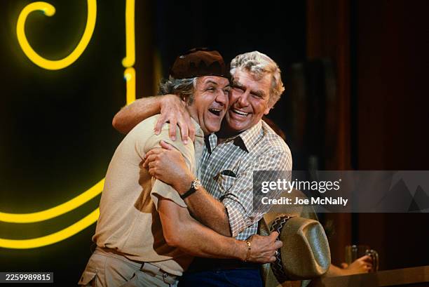 Andy Griffith and George Lindsey embrace at the "Night of 100 Stars", held at Radio City Music Hall in NYC, NY, on February 19 to benefit The Actors...