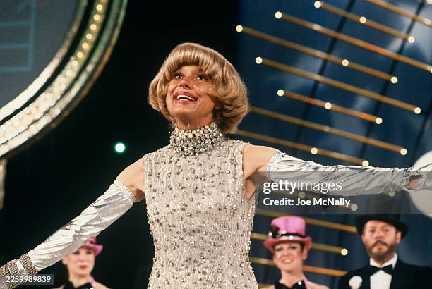 Carol Channing performs on stage at the "Night of 100 Stars", held at Radio City Music Hall in NYC, NY, on February 19 to benefit The Actors Fund of...