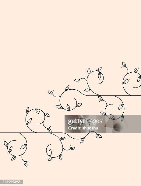 abstract line style floral plant pattern background - decorating tree stock illustrations