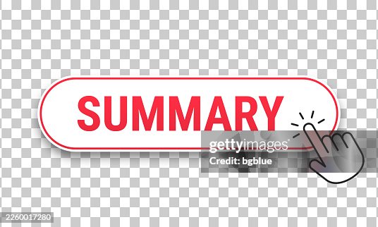 Summary - 3D click web button with hand cursor on blank background Summary - 3D click web button with hand cursor on blank background
