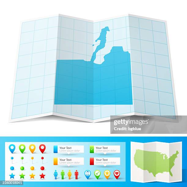 grand traverse county, michigan map with location pins on white background - traverse city stock illustrations