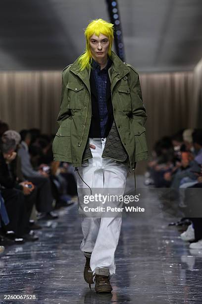 Model walks the runway during the Dior Homme Menswear Fall/Winter 2026-2027 show as part of Paris Fashion Week on January 21, 2026 in Paris, France.