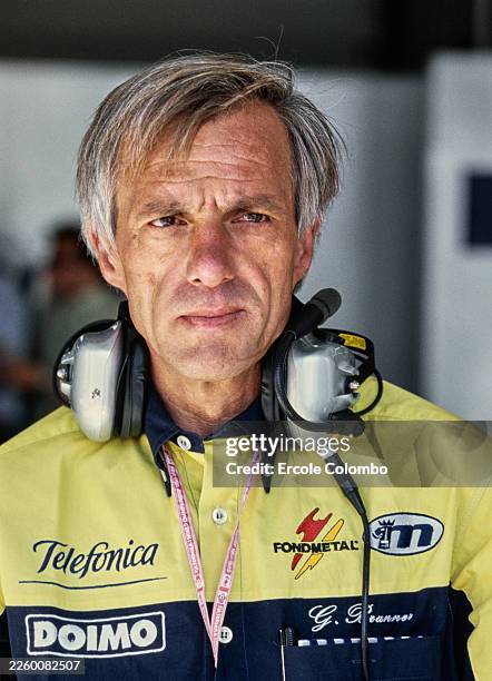 Gustav Brunner from Austria, designer and technical director for the Fondmetal Minardi Ford F1 Team during practice for the Formula One French Grand...